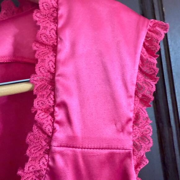 SUGAR THRILLZ | Dolls Kill Pink Satin Thinking About You Challis Dress | Small - Picture 5 of 8